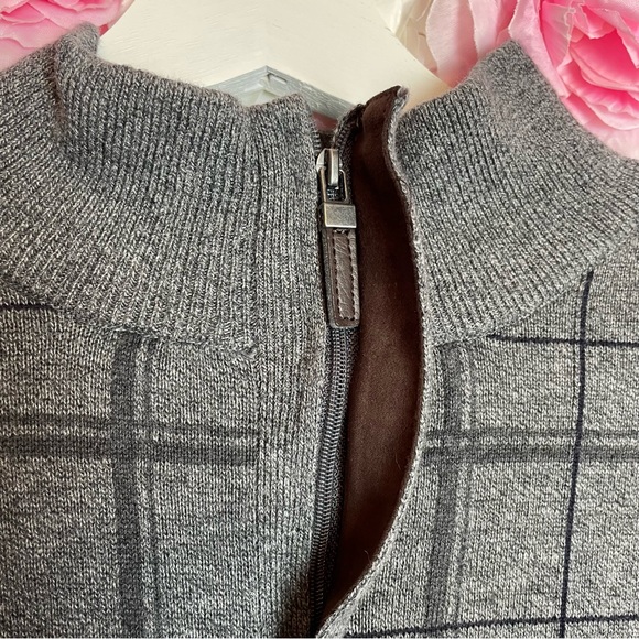 Tasso Elba Refined Grid Quarter Zip Pull Over Sz L - Picture 3 of 6